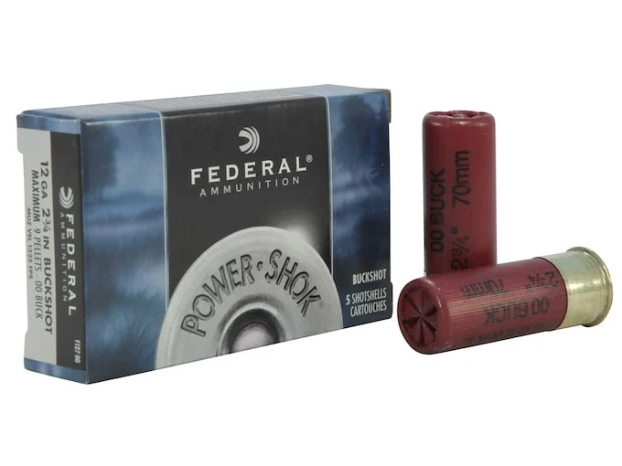 Federal Power-Shok Ammunition 12 Gauge 2-3/4″ Buffered 00 Buckshot 9 Pellets
