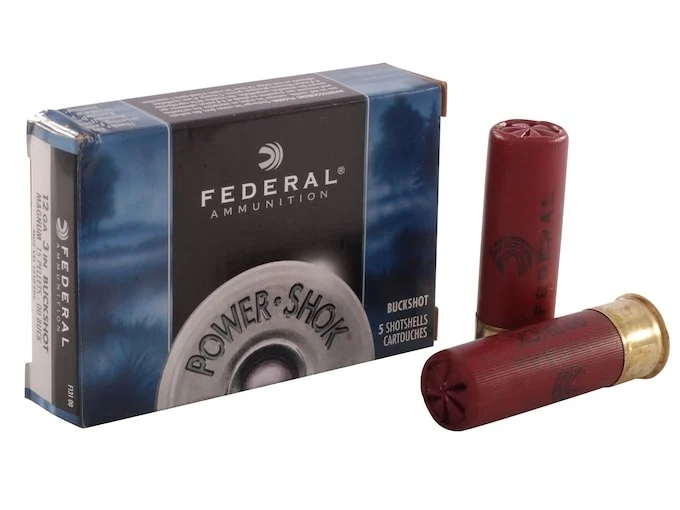 Federal Power-Shok Ammunition 12 Gauge 3″ Buffered 00 Buckshot 15 Pellets