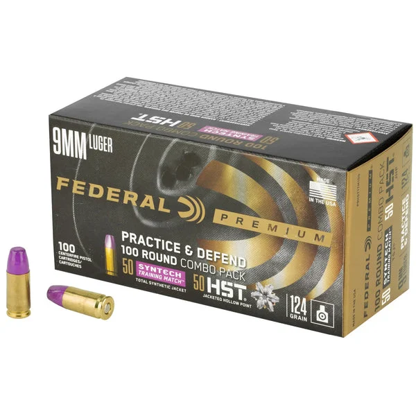 FEDERAL PRACTICE & DEFEND 9MM HST/SYNTECH 124GR 100RD