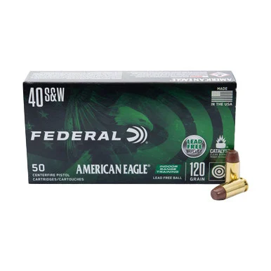 Federal Premium American Eagle Indoor Range Training 40 S&W Ammunition 120 Grain Brass Centerfire 50 Rounds FMJ-LFB AE40LF1