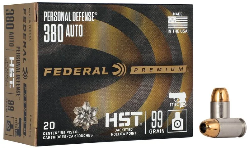 Federal Premium HST .380 ACP 99 gr JHP – Superior Self-Defense Ammunition| 20 Rounds