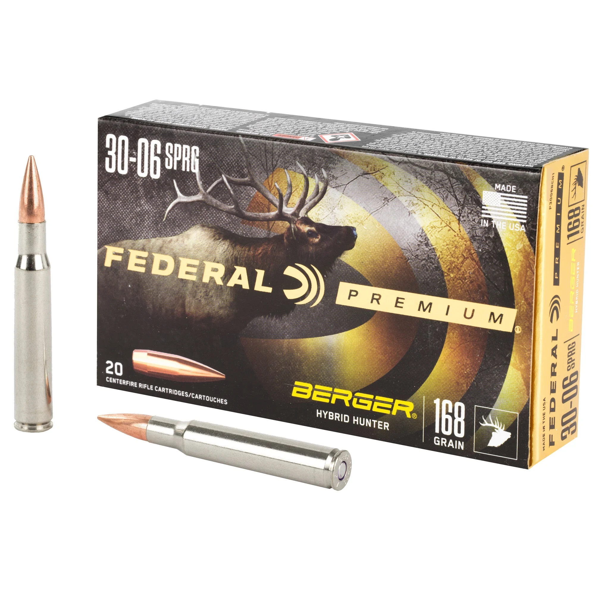 Federal Premium Rifle Ammo 30-06 Sprg. 168 gr. Berger Hybrid Hunter 20 rd.
