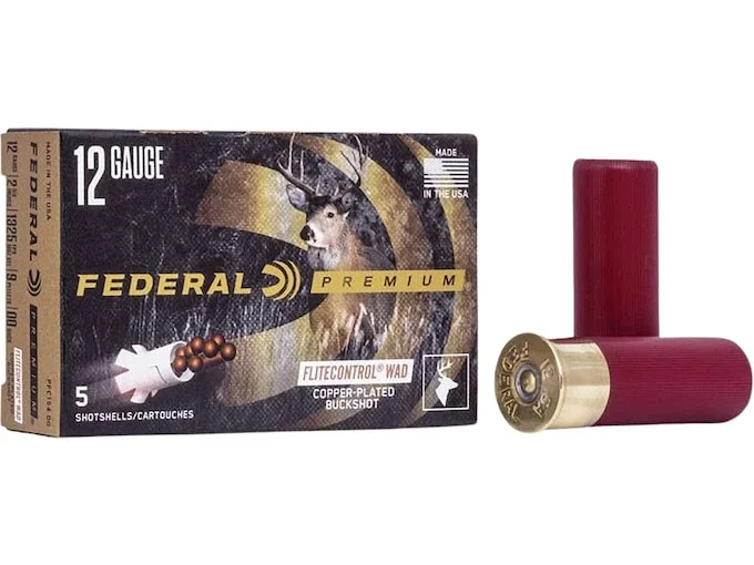 Federal Premium Vital-Shok Ammunition 12 Gauge 2-3/4″ Buffered 00 Copper Plated Buckshot 9 Pellets Flitecontrol Wad