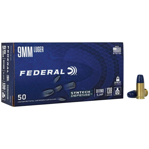 FEDERAL SYNTECH DEFENSE 9MM 138GR SJHP 50RD