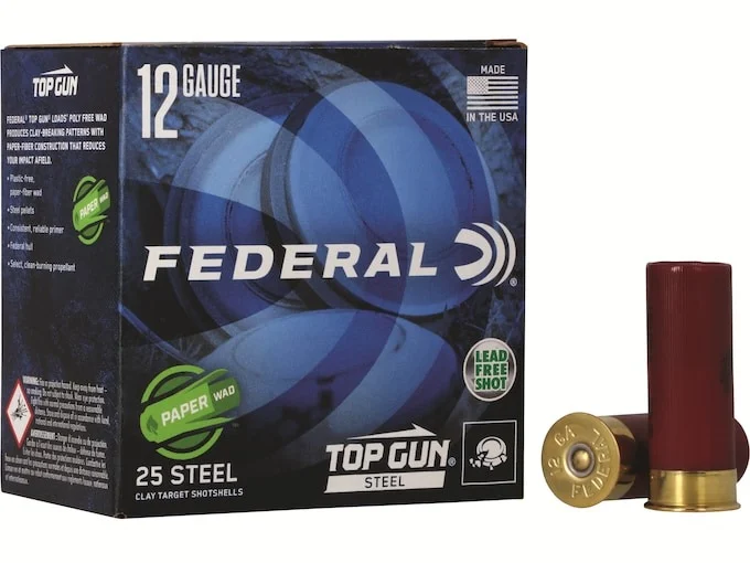 Federal Top Gun Ammunition 12 Gauge 2-3/4″ 1 oz #7-1/2 Non-Toxic Steel Shot Paper Wad