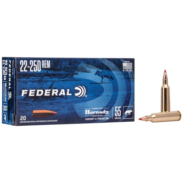 FEDERAL V&P 22-250REM 55GR V-MAX 20RD