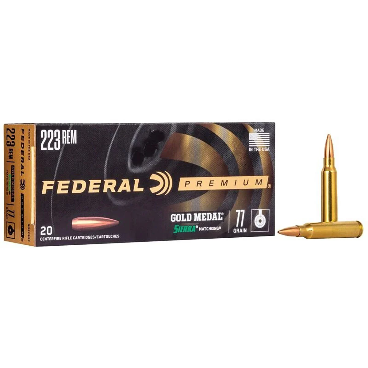 FEDERALGOLD MEDAL MATCH AMMO 223 REMINGTON 77GR BTHP