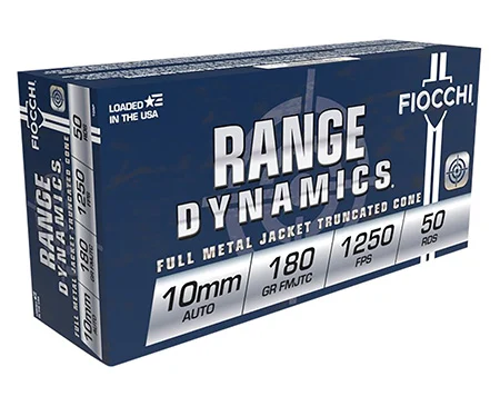 Fiocchi 10AP Range Dynamics10mmAuto 180gr Full Metal Jacket Truncated Cone 50 Per Box/10 Case