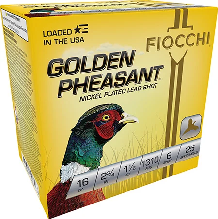 Fiocchi 16GP6 Golden Pheasant Extrema 16Gauge 2.75″ 1 1/8oz 6Shot 25 Per Box/10 Case