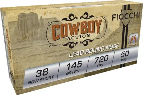 FIOCCHI 38 S&W SHORT 145GR LEAD-RN 50RD