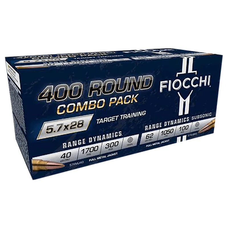 Fiocchi 57COMSUB Hyperformance 5.7x28mm Full Metal Jacket 400rds Combo Pack