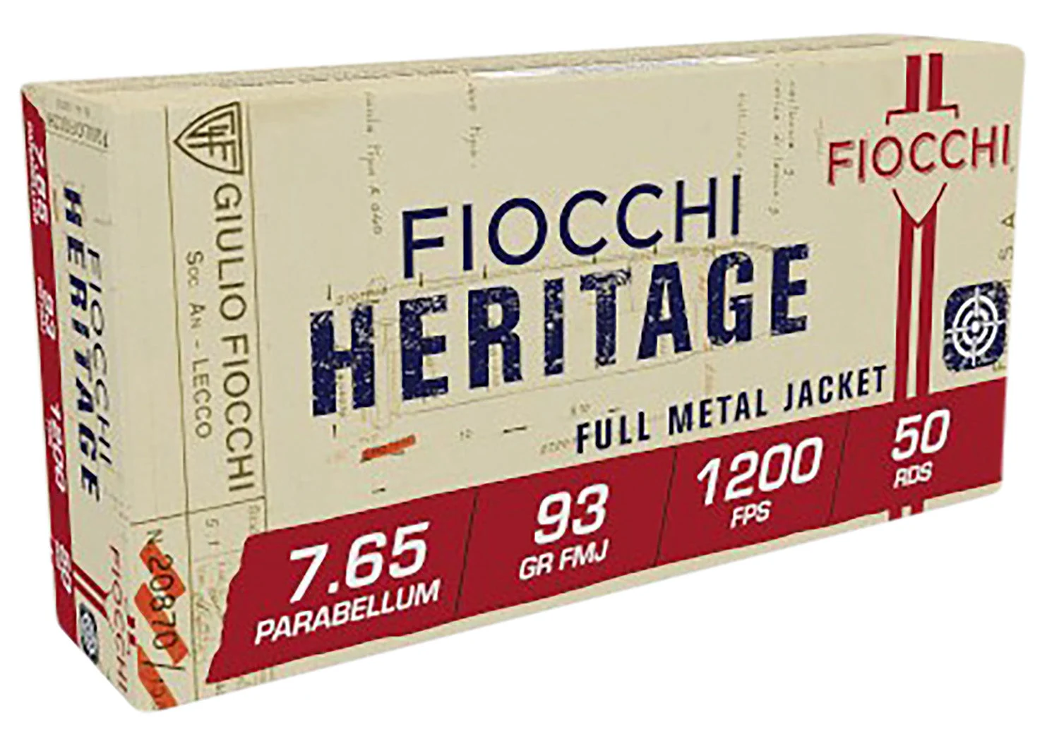 Fiocchi 765A Heritage Semi Jacketed Soft Point93 Grain 7.65×21mm Parabellum