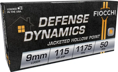 Fiocchi 9APHP Defense Dynamics Jacketed Hollow Point JHP 115 Grain 9mm Luger/Parabellum
