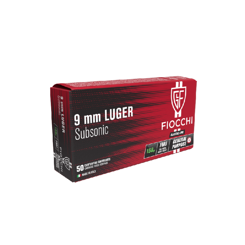 Fiocchi 9mm 158 gr FMJ Subsonic Ammo | 50 Rounds