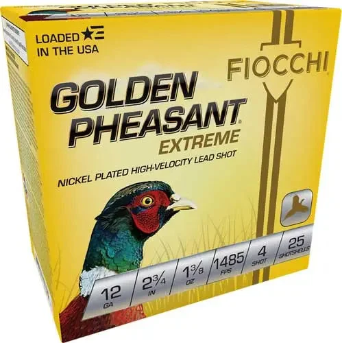 FIOCCHI GOLDEN PHEASANT 12GA 2.75" 1-3/8OZ #4 1485FPS 25RD