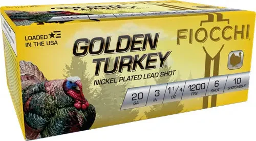 FIOCCHI GOLDEN TURKEY 20GA 3" 1-1/4OZ #6 10RD