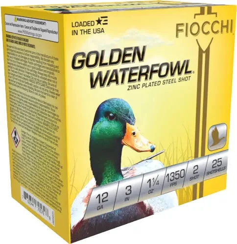 FIOCCHI GOLDEN WATERFOWL 12GA 3" 1-1/4OZ #2 1350FPS 25RD