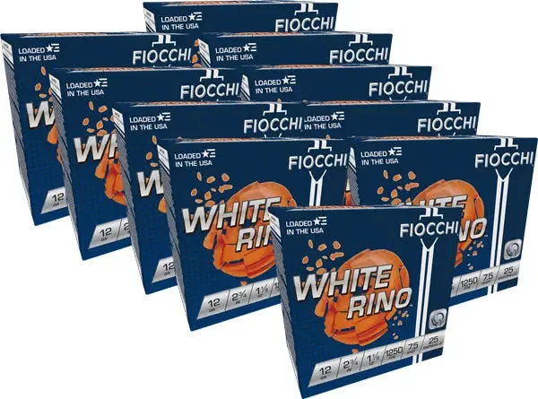 FIOCCHI WHITE RINO 12GA 2.75" 1-1/8OZ #7.5 1250FPS 250RD Case