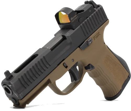 FMK Elite Pro 9mm, 4" Barrel, Burnt Bronze, Burris FF3, Suppressor Height Sights, 14rd