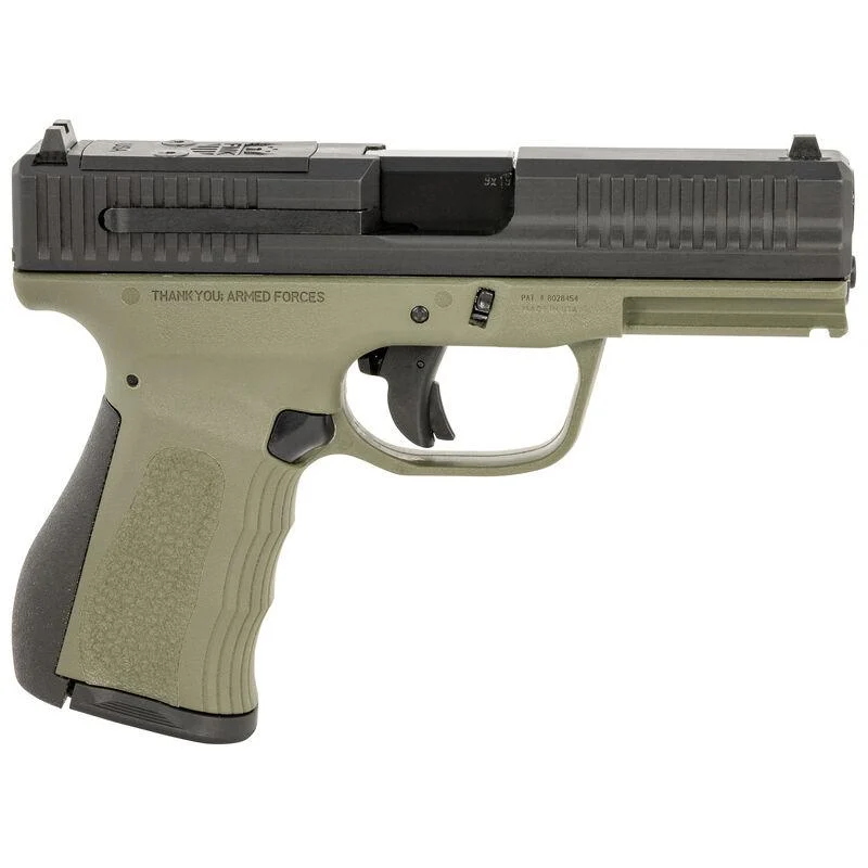 FMK Mach 9 Handgun 9mm Luger 10rd Magazine(1) 4″ Barrel Optic Ready OD Green Frame