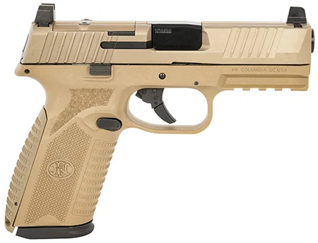 FN 66101380 510 MRD Full Size 10mm Auto 15+1, 4.10″ Black Target Crown Steel Barrel, Flat Dark Earth PVD Optic Cut/Serrated Steel Slide & Polymer Frame w/Picatinny Rail, Ambidextrous
