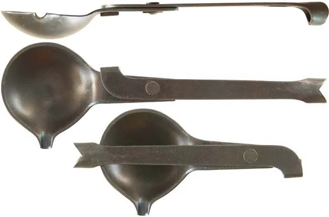 Folding Lead Ladle, hand forged, blued steel,folds to 5-1/4" length