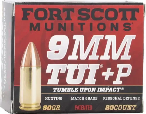 FORT SCOTT 9MM LUGER +P 80GR TUI SOLID COPPER 20RD