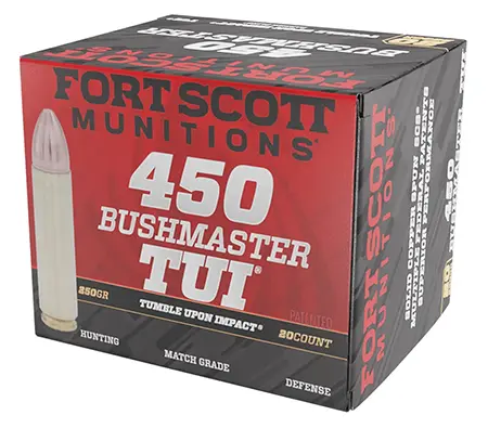 Fort Scott Munitions .450 Bushmaster 250GR TUI Solid Copper Spun – 20 Round Box