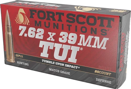 Fort Scott Munitions 7.62X39117SCV Tumble Upon Impact (TUI) Solid Copper Spun CS 117 Grain 7.62x39mm