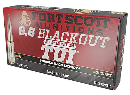 Fort Scott Munitions 86BLK285SCV2SS Tumble Upon Impact (TUI)8.6Blackout 285gr Solid Copper Spun 20 Per Box/10 Case
