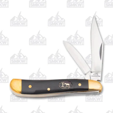 Frost Black Hills Cape Buffalo Horn Peanut Folding Pocket Knife With Copper Bolsters FRBKH107CBH