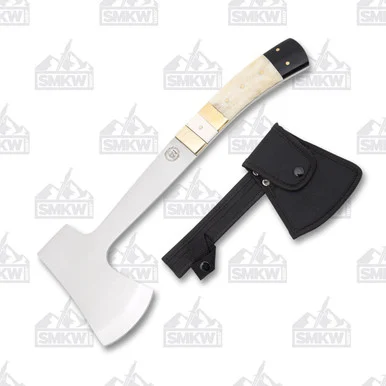 Frost Chipaway Classic Hatchet Fixed Knife SS Blade White Smooth Bone Handle FRCW026SB