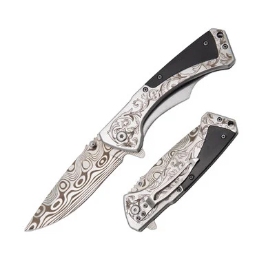 Frost Sharps Cutlery Fancy Black Curves on Blade Folding Knife