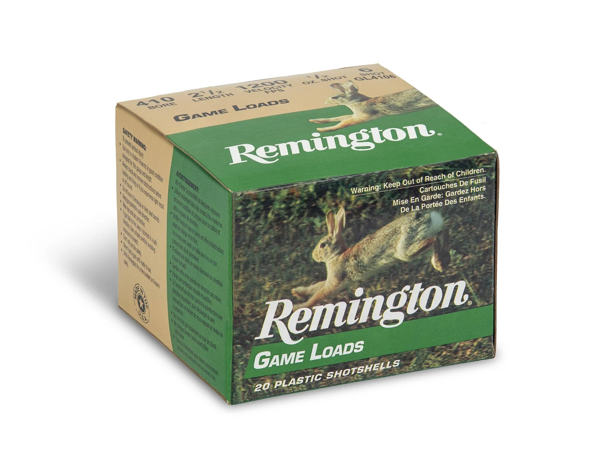 Game Load, 410 Bore, 6 Shot, 2-1/2 in, 1/2 oz, 1200 fps