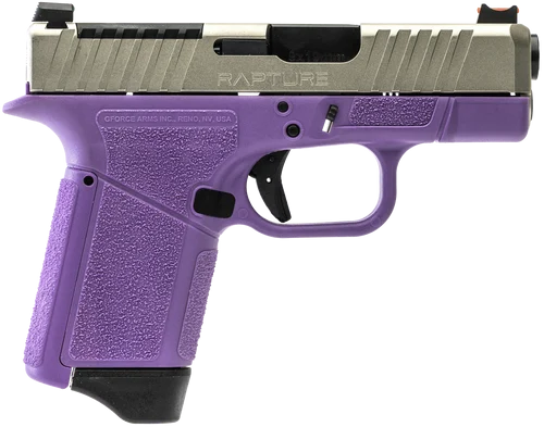 Gforce Arms Rapture 9mm, 3.25" Barrel, Nickel Optic Cut/Serrated Slide, Purple Cerakote, Shield RMSc/RMR Footprint, 12rd