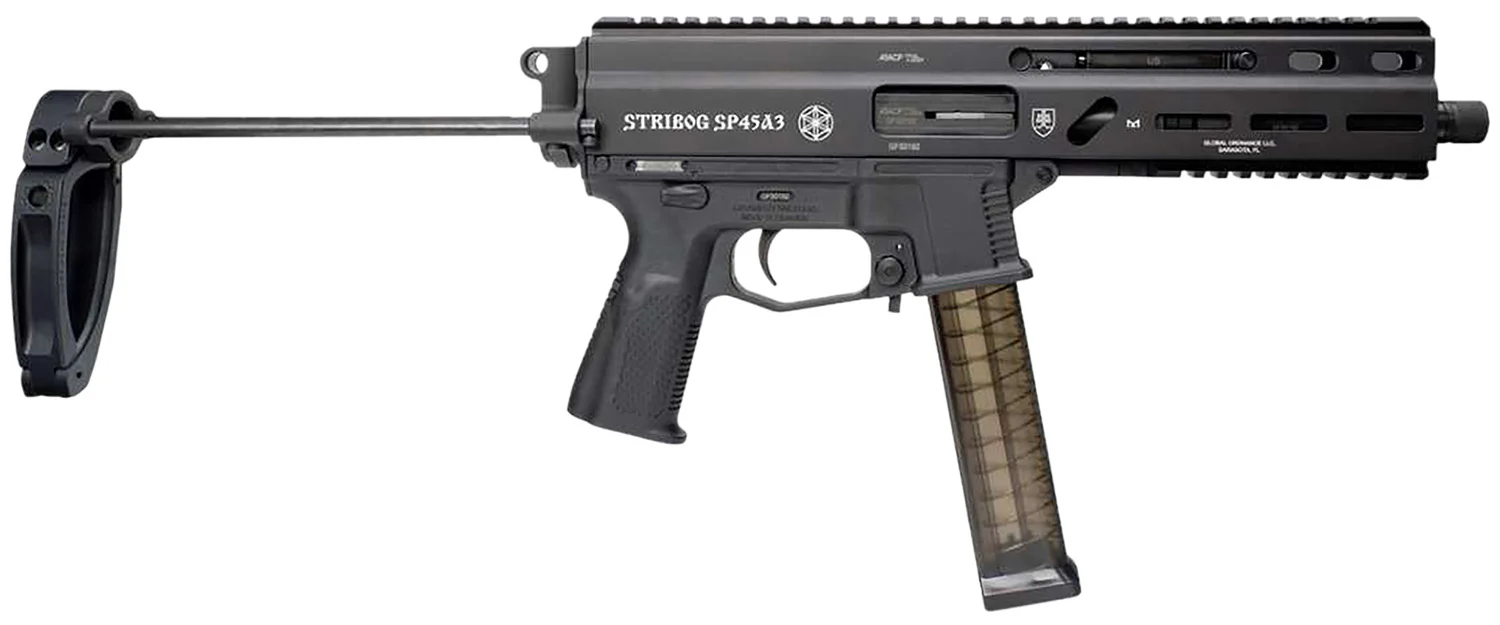 Global Ordnance LLC 197892004831 Grand Power Stribog SP45A3 45 ACP 8″ Black PDW Tailhook Brace