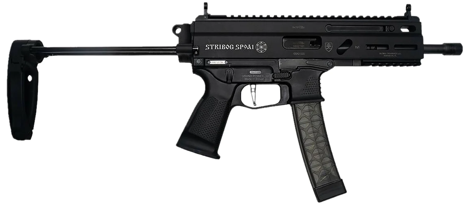 Global Ordnance LLC 850003223131 Grand Power Stribog SP9A1 9mm Luger 30+1 8″ Black PDW Tailhook Brace