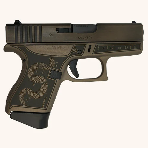 Glock 43 Custom "Revolution Engraved Colonial Brown" 9mm, 3.41" Barrel, 6rd