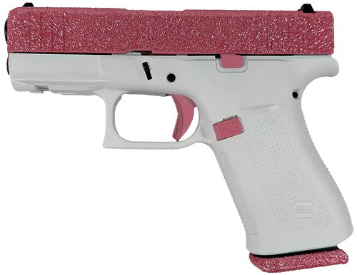 Glock 43X 9mm, 3.41" GMB Barrel, Bubblegum Cerakote, Serrated Slide, Frost Cerakote Frame, Beavertail, 10rd