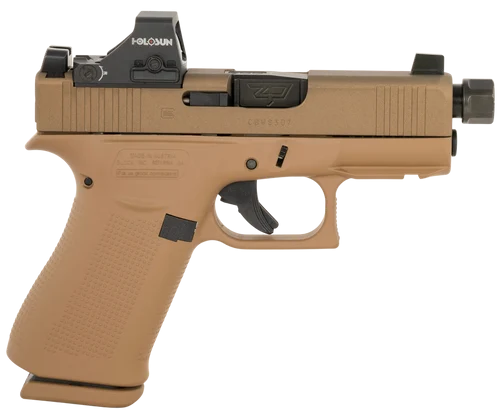 Glock 43X MOS 9mm Luger 3.41" Threaded Barrel, Flat Dark Earth, Holosun HS 407K Red Dot 10rd