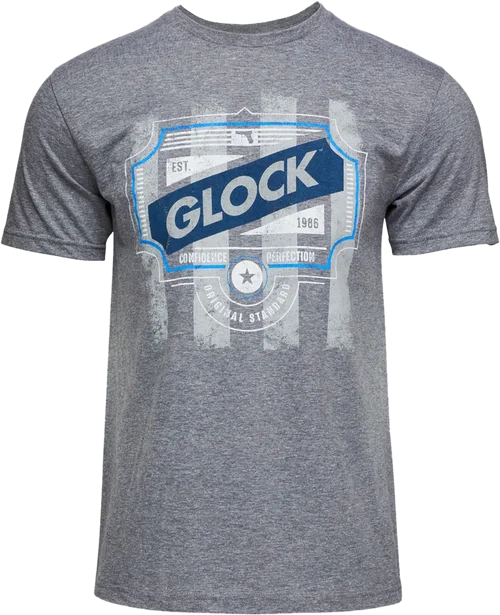 Glock Blue Line Tee Gray Ringspun Cotton/Polyester Short Sleeve Medium