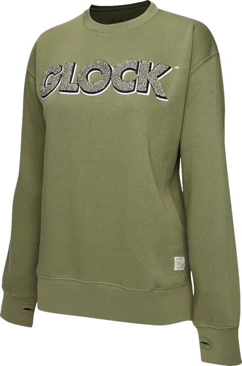 Glock Crewneck Raglan Fleece Olive Cotton/Polyester Long Sleeve Large