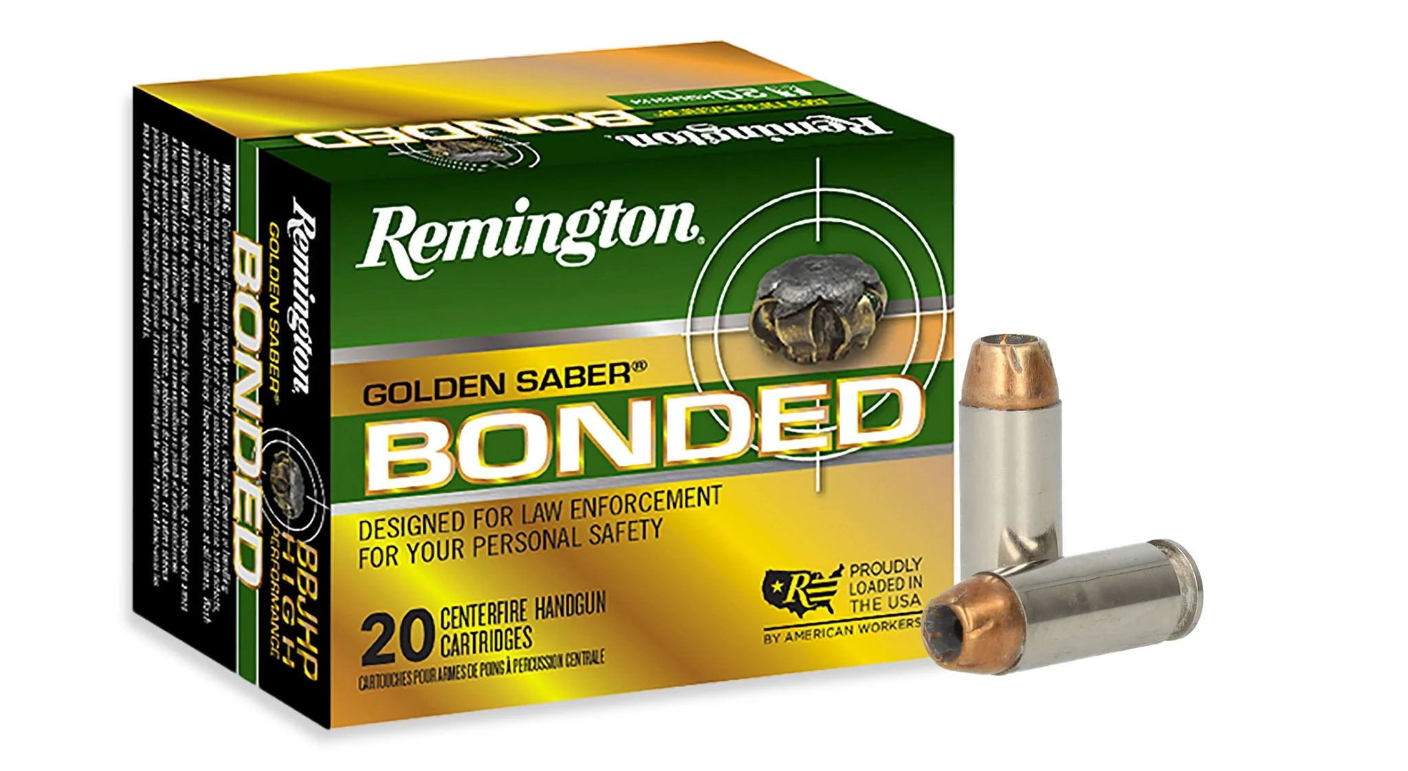 Golden Saber Bonded, 10mm Auto, 180 Grain, Bonded Brass Jacketed Hollow Point, 1150 fps