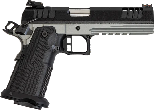 Great Lakes 1911 DS Synergy 9mm 20rd,5" Optic Cut/Serrated Cerakote Black Molded Grip Bull Shark Frame