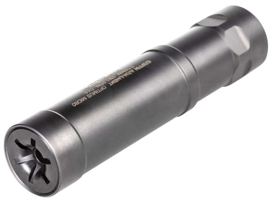 Griffin Armament GAOPTM Optimus Micro 22 Cal (Rimfire) 1.10″ 1/2″-28 tpi, Black Nitride Stainless Steel, Direct Thread Mount Included