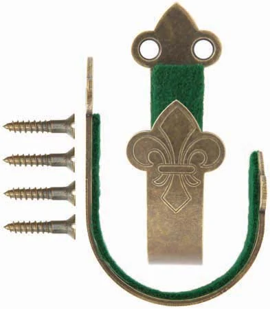 Gun hook, colonial antiqued brass, lined pair