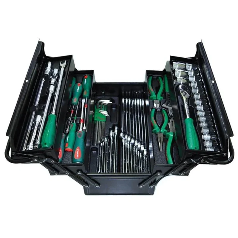 Hans TTB-68P 1/2″ DR. Socket Wrench & Assorted Hand Tools Set Tote Tool Box Set