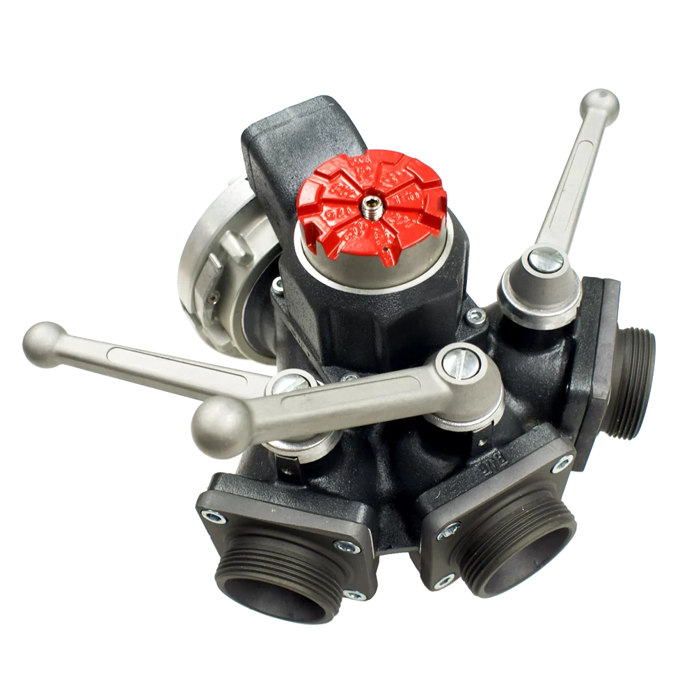 Harrington 3-Way Ball Valve 5″ Storz x (3) 2.5″ NH Male
