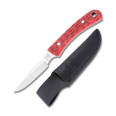 Hen & Rooster Caping Fixed Blade Red Pick Bone With Sheath HR5025RPB