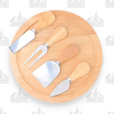 Hen & Rooster Oak Cheese Board with Cutlery HRI334